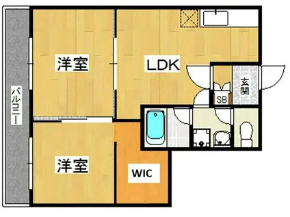 サンセーヌ城西(2LDK/3階)の間取り写真