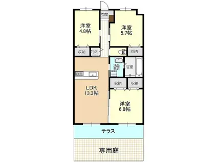 ひだまりレジデンスI(3LDK/1階)の間取り写真