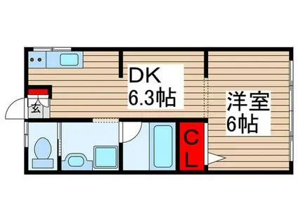 ウインズ・タチバナ(1DK/2階)の間取り写真
