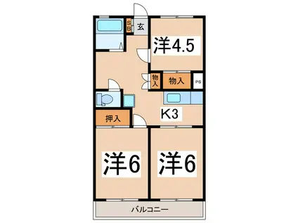 小澤ハイツ(3K/2階)の間取り写真