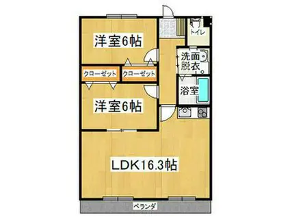 明宝マンション(2LDK/3階)の間取り写真