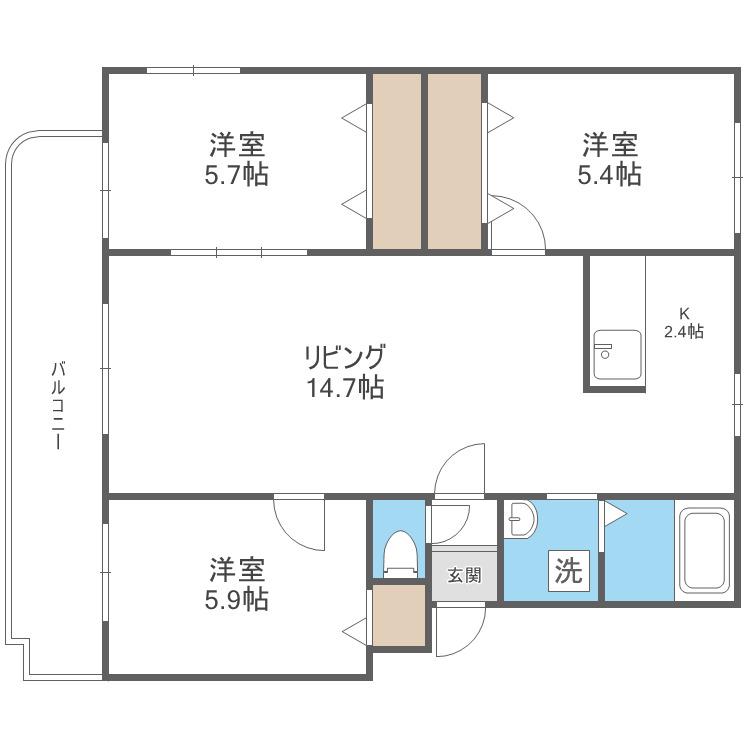 パークハイツH(3LDK/4階)の間取り写真