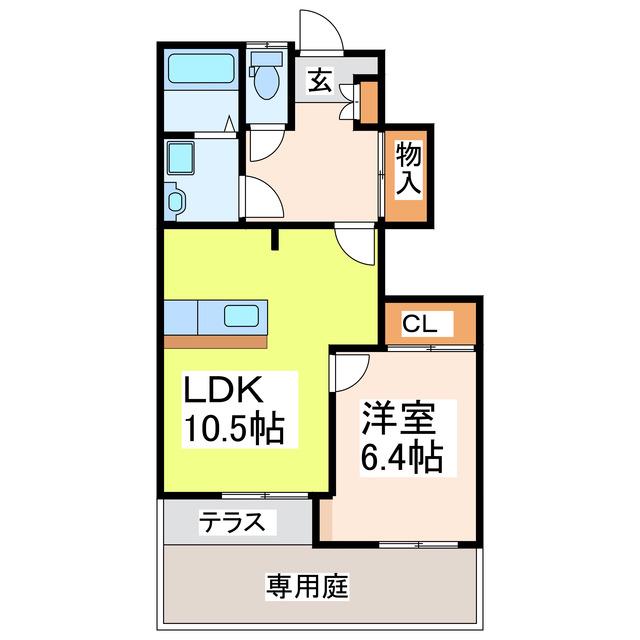 プレサスガーデン(1LDK/1階)の間取り写真