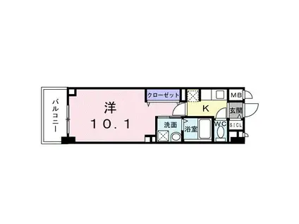 グリーンフィールドH(1K/3階)の間取り写真