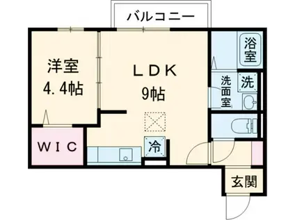 ソレール ヴィラ II C棟(1LDK/1階)の間取り写真