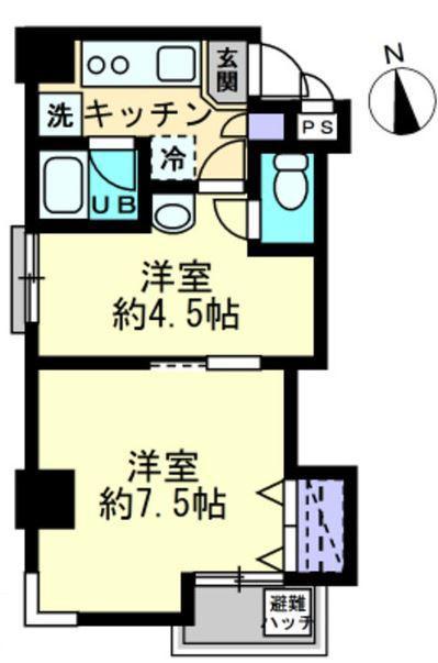 シティホワイト(2K/2階)の間取り写真