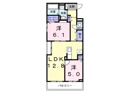 メゾンルミネ若松(2LDK/3階)の間取り写真