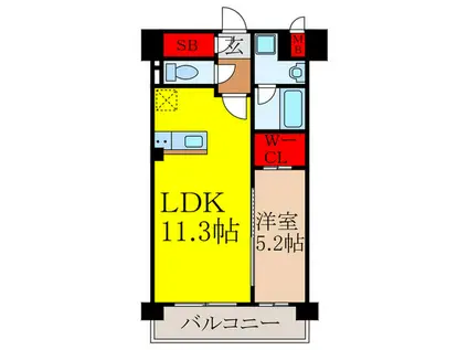 スプランディッド池田呉服町(1LDK/3階)の間取り写真