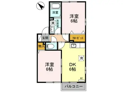 パークハイム(2DK/2階)の間取り写真