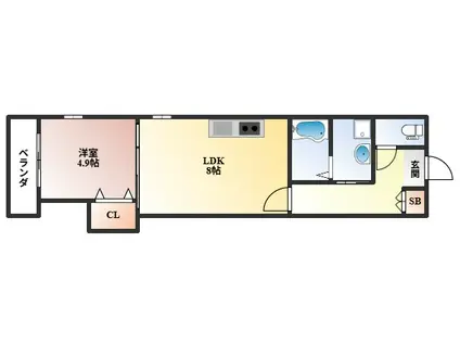 LA VIE BELLE 宝山町(1LDK/1階)の間取り写真