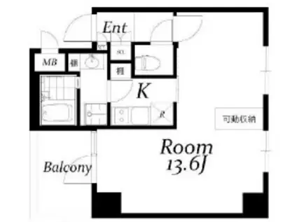 アクアタウンイーストI(1K/2階)の間取り写真