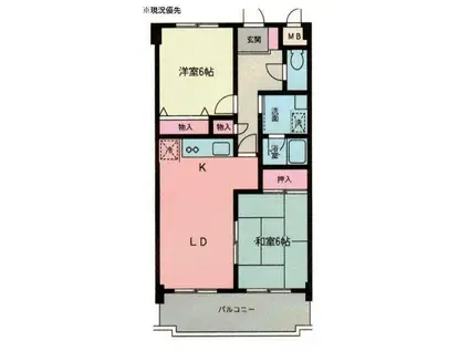 プロスペリテI(2LDK/3階)の間取り写真