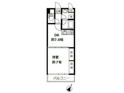 アメニティ中目黒(1DK/2階)の間取り写真