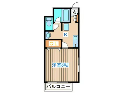 アスコット西多賀(1K/1階)の間取り写真