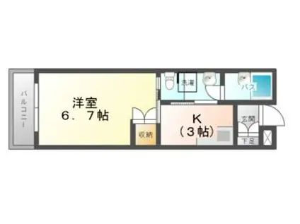 トラスティ泉本町(1K/2階)の間取り写真