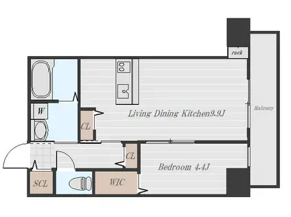 フォレストテラス(1LDK/9階)の間取り写真