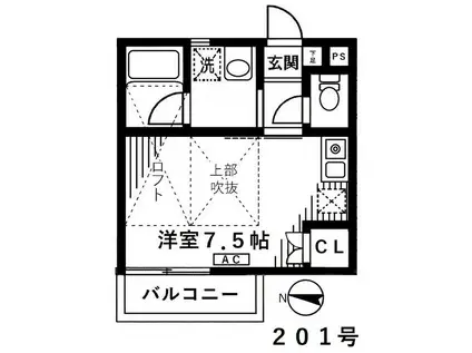 ロイヤル中十条II(ワンルーム/2階)の間取り写真