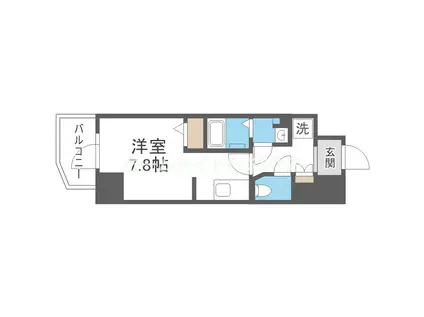 METROSA谷町六丁目サウス(ワンルーム/5階)の間取り写真