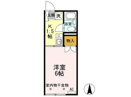 ハイツ井上A(1K/2階)の間取り写真