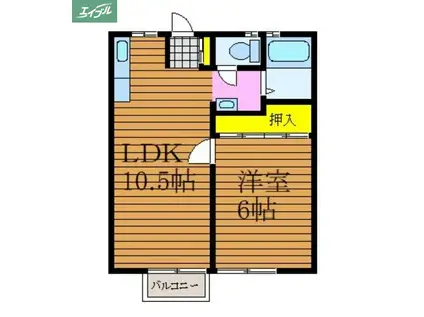 メゾンフォレスタI(1LDK/2階)の間取り写真