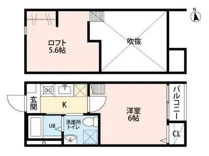 ブエナビスタ長町(1K/2階)の間取り写真