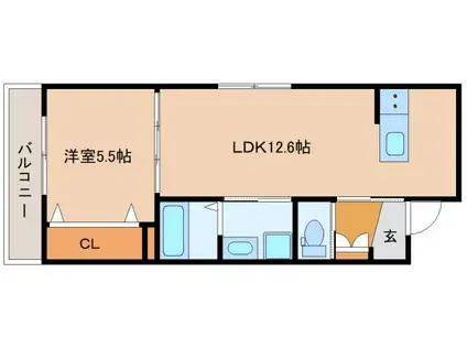 ブライトグランデ大津南志賀(1LDK/2階)の間取り写真