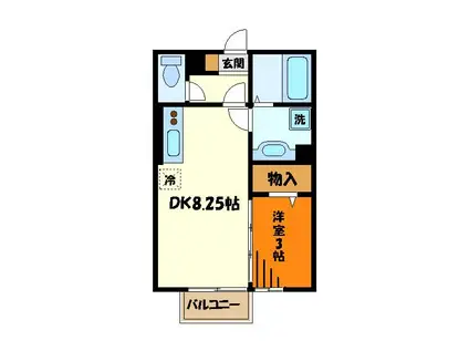 ロワジールIII(1LDK/2階)の間取り写真