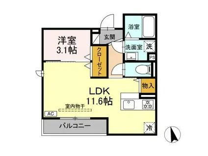 DーHILLS佐藤II(1LDK/3階)の間取り写真