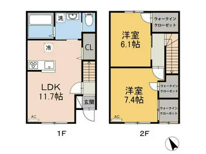 ソアヴィータ(2LDK/1階)の間取り写真