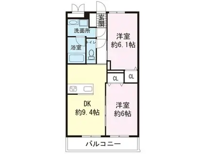 プラウドR(2DK/5階)の間取り写真