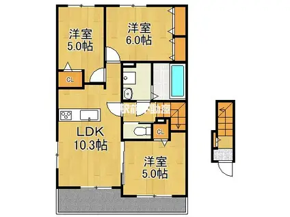 シュシュメゾンぴあのアンジュA(3LDK/2階)の間取り写真