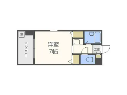 ル・シェル福島(1K/2階)の間取り写真