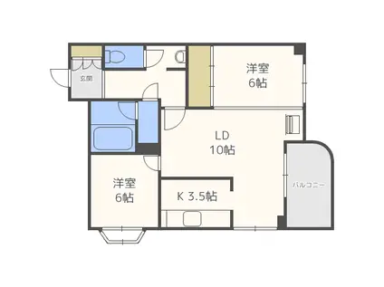 メゾンドブーケパーク(2LDK/9階)の間取り写真