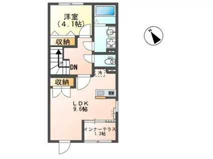 高砂市荒井町若宮アパート(1LDK/2階)の間取り写真