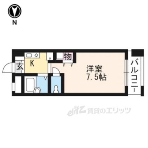 シェルマンション(1K/6階)の間取り写真