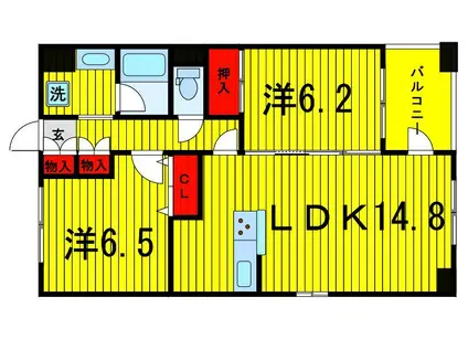 レクセルマンション上野松が谷(2LDK/5階)の間取り写真