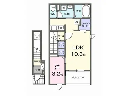 ファレノプシスII(1LDK/2階)の間取り写真