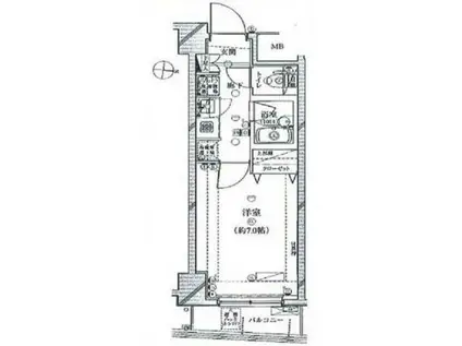 プレール・ドゥーク代々木八幡(1K/6階)の間取り写真