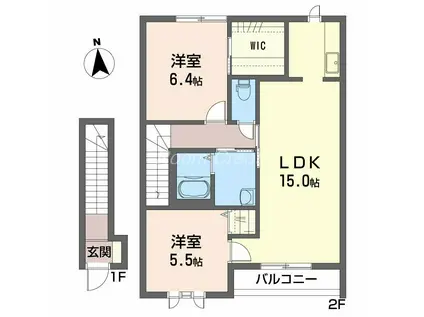 シャーメゾンディアス川内 A棟(2LDK/2階)の間取り写真