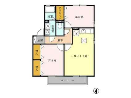 ソフィアI(2LDK/1階)の間取り写真