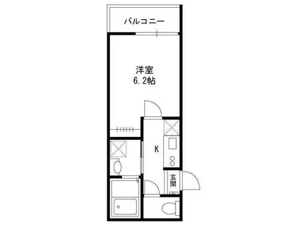 ピークヴィレ青井(1K/2階)の間取り写真