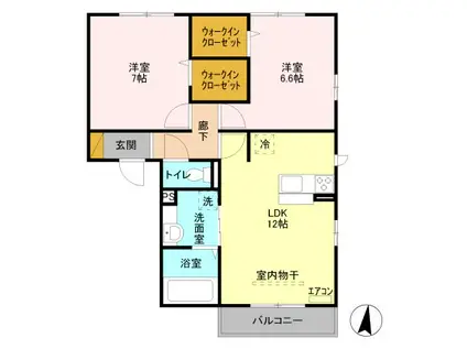 サンク セゾンB(2LDK/2階)の間取り写真