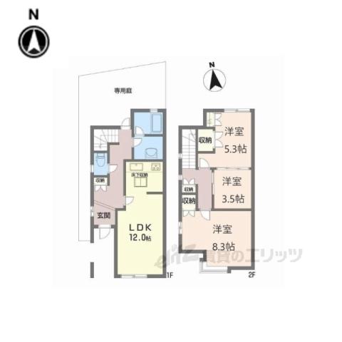朝日メゾネットA・B(3LDK)の間取り写真