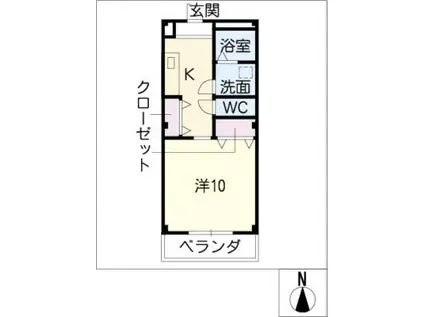 MディライトII(1K/3階)の間取り写真