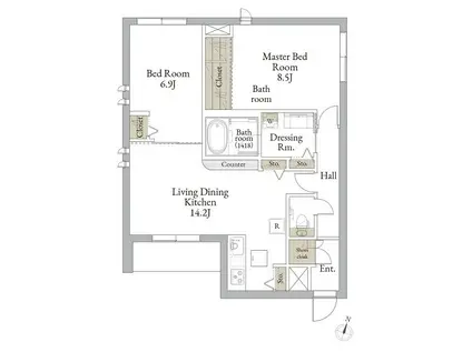 RELAFORT中野富士見町(2LDK/1階)の間取り写真