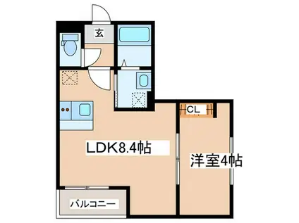 菅北浦共同(1LDK/2階)の間取り写真