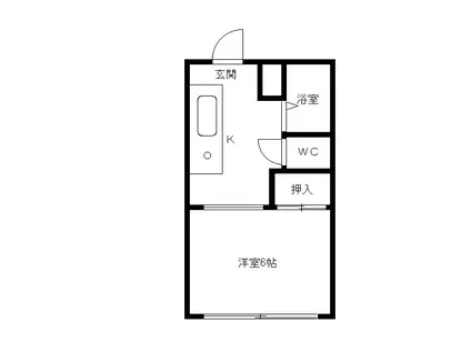 あすかKー1(1K/1階)の間取り写真