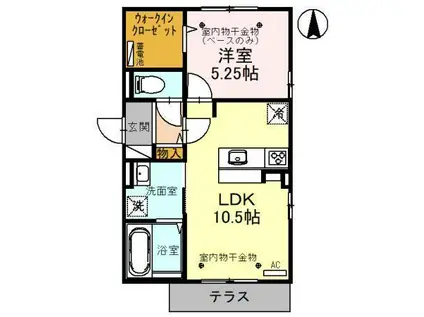 フェアリー B(1LDK/1階)の間取り写真