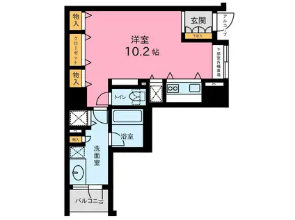 リシェ横浜山下公園(ワンルーム/9階)の間取り写真