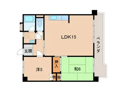 第2川端マンション(2DK/1階)の間取り写真